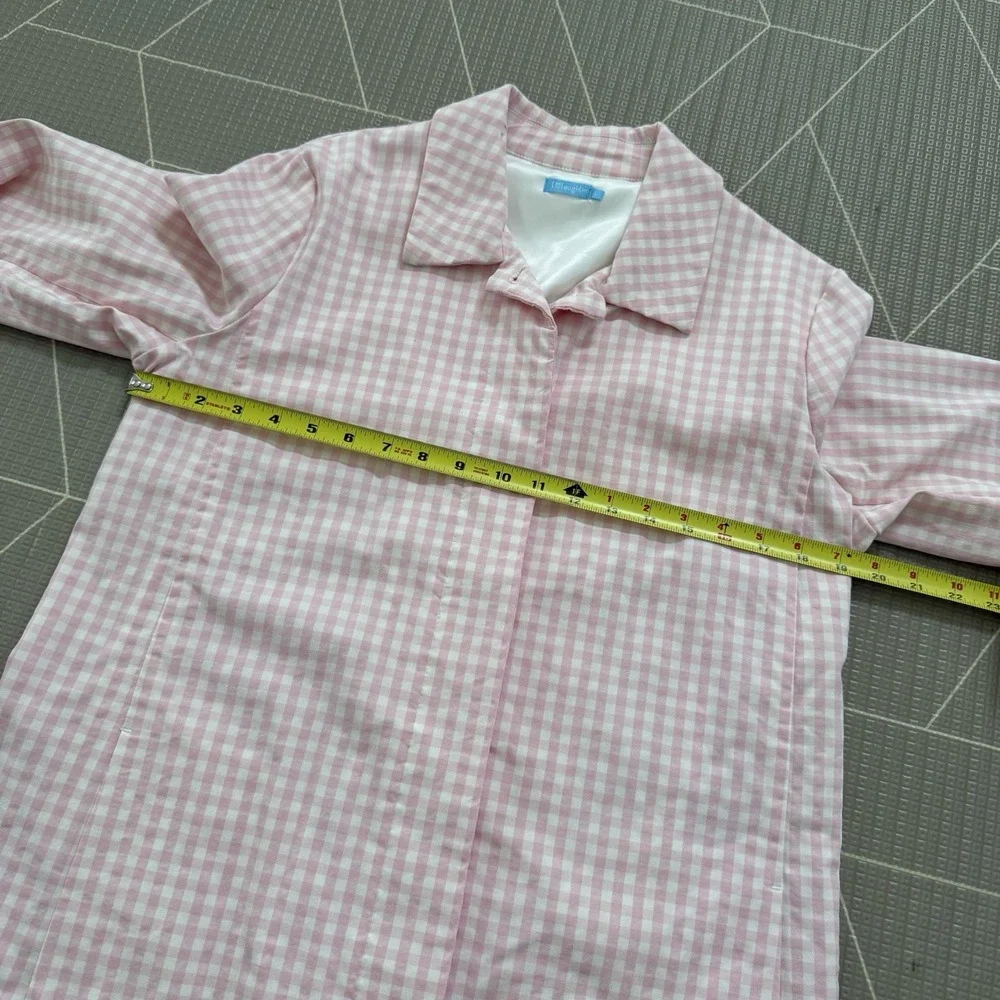 J McLaughlin Tyra‎ Coat Size Large Pink Gingham Trench Coat